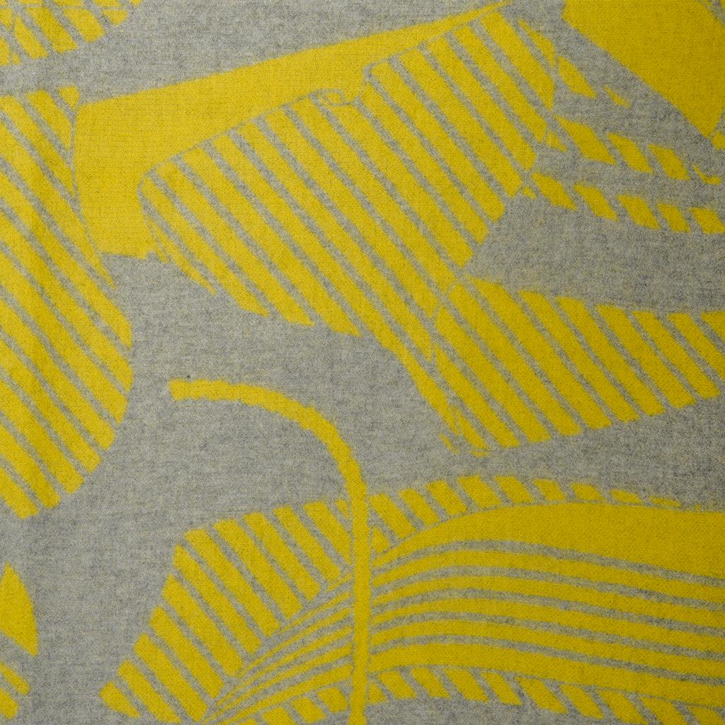 Gray Hermes Blanket Thalassa Jacquard Merino Grey and Yellow new