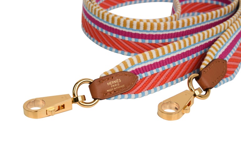 Hermes Bag Strap 25mm Sangle Cavale Multi Colored Swift Gold Hardware at  1stDibs