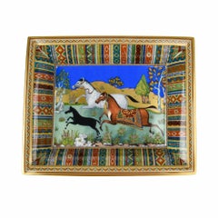 Hermès Plateau de Change Cheval d'Orient Porcelaine Nouveau