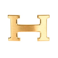 Hermès Ceinture Constance H réversible en étain noir avec boucle en or brossé, 32 mm