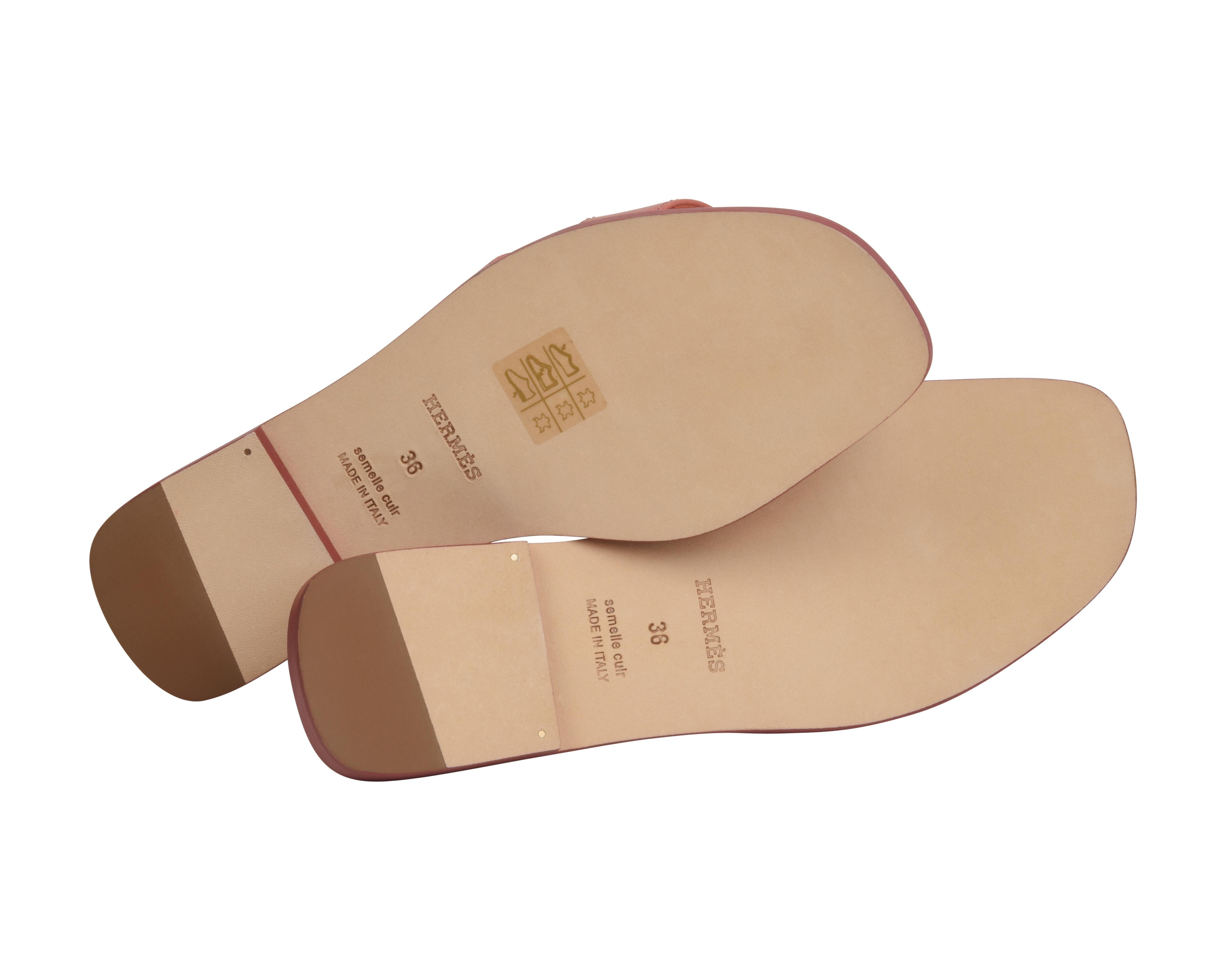 Hermes Sandal Flat Oran Rare Blush Pink Chevre 36 / 6 new 1