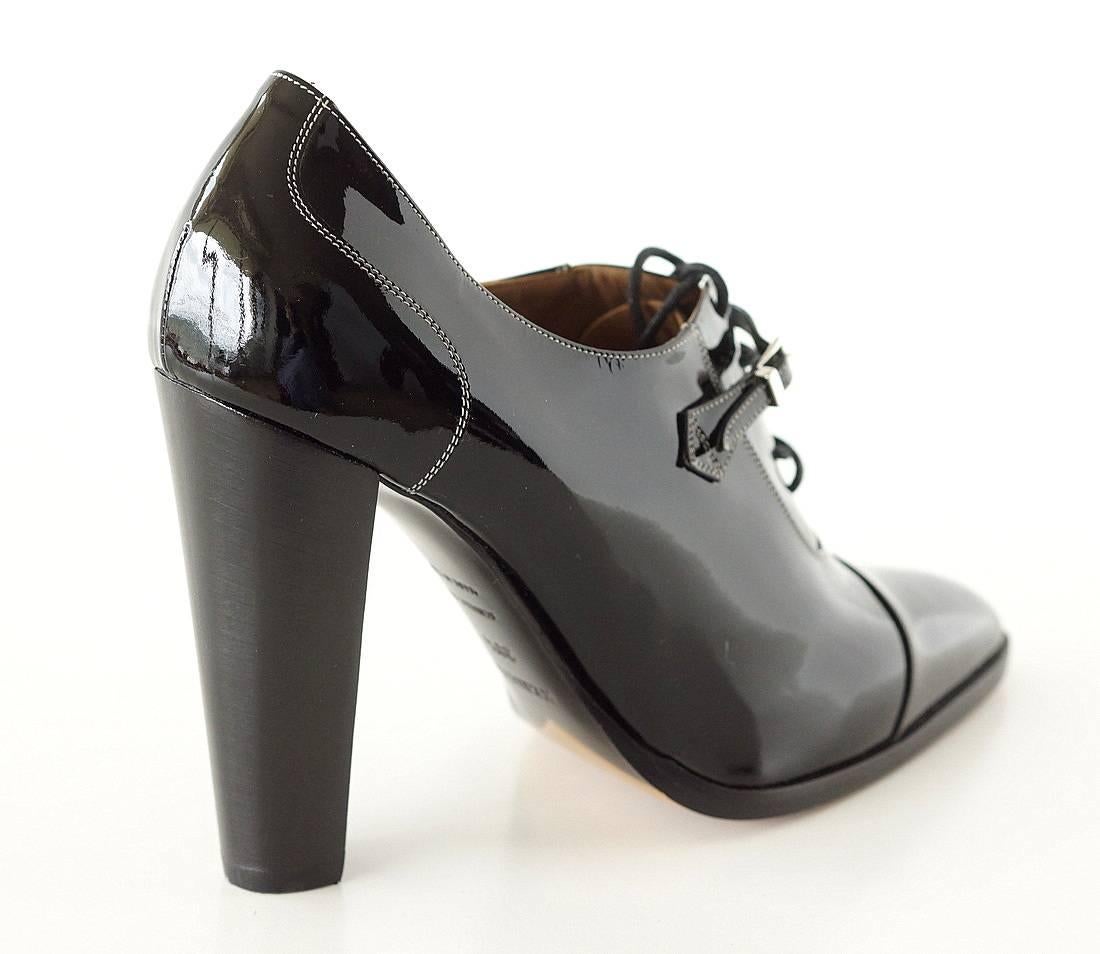 Hermes Shoe Lace Up Pump Booty Style Hardware Details 38.5  / 8.5 New In New Condition In Miami, FL