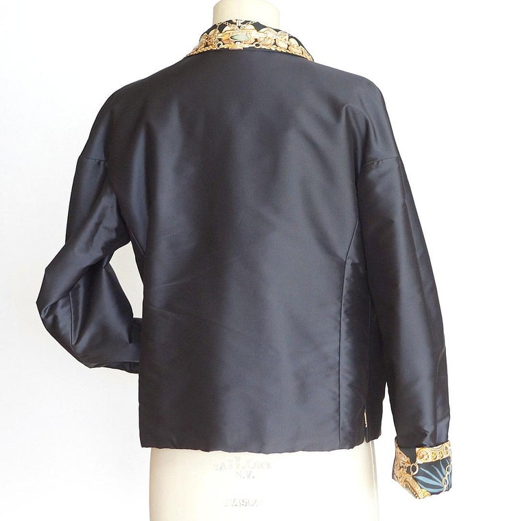 Hermes Jacket Terres Precieuses Scarf Print Reversible L For Sale at