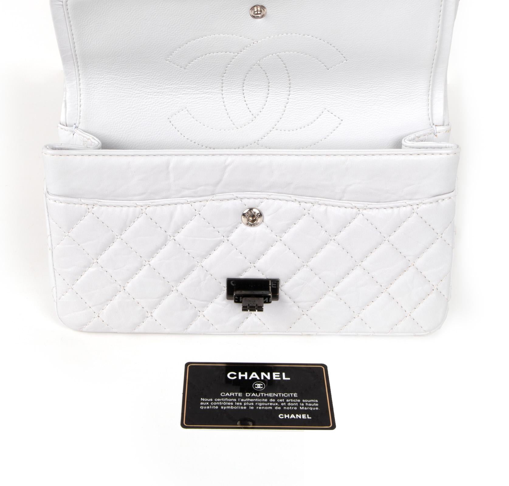 Chanel Bag 2.25 Small Chalk White Distressed Leather Double Flap 1