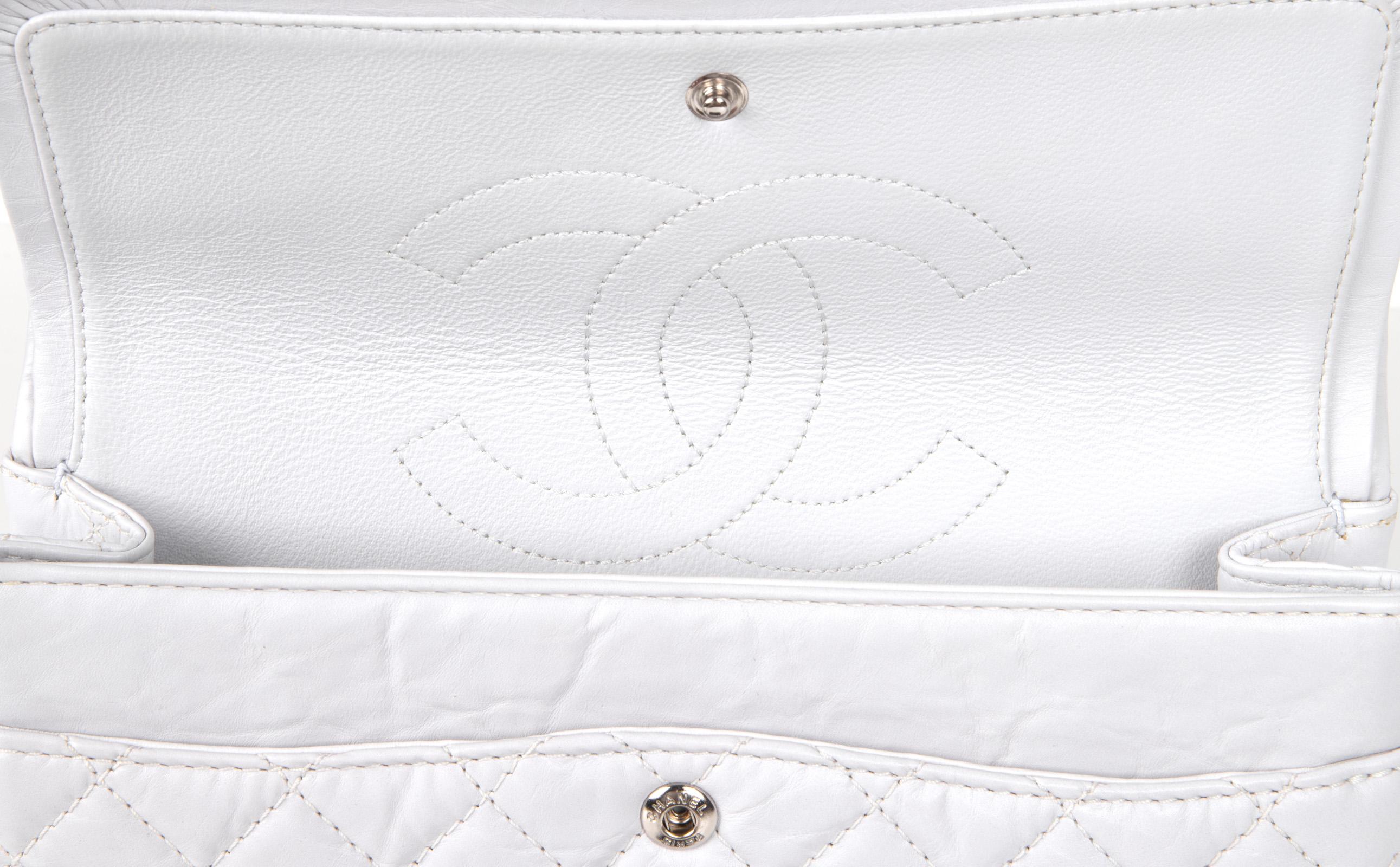 Chanel Bag 2.25 Small Chalk White Distressed Leather Double Flap 3