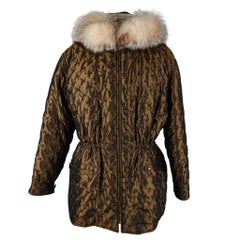 Hermes Viintage Jacket Iridescent Quilted Parka Lush Fox Hoodie Trim 6