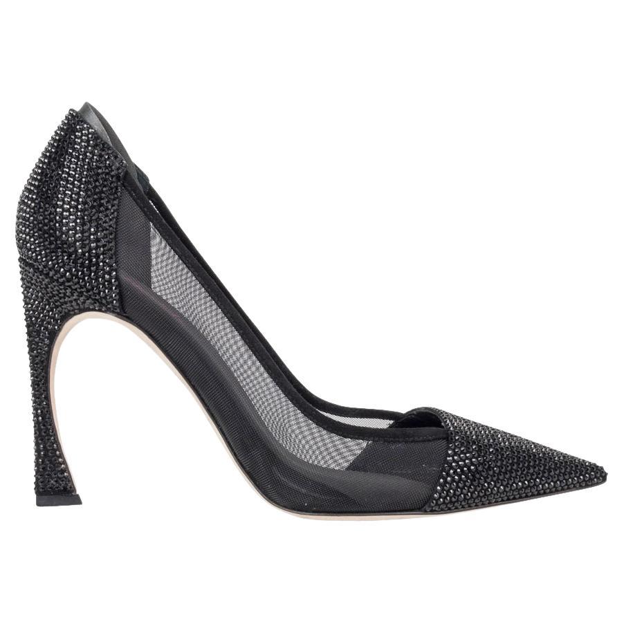 Christian Dior Diamante Beaded and Mesh Pump Black Shoes 40 / 10 Fits 9  For Sale