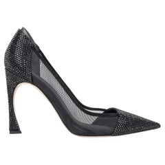 Christian Dior Diamante Beaded and Mesh Pump Black Shoes 40 / 10 Fits 9 