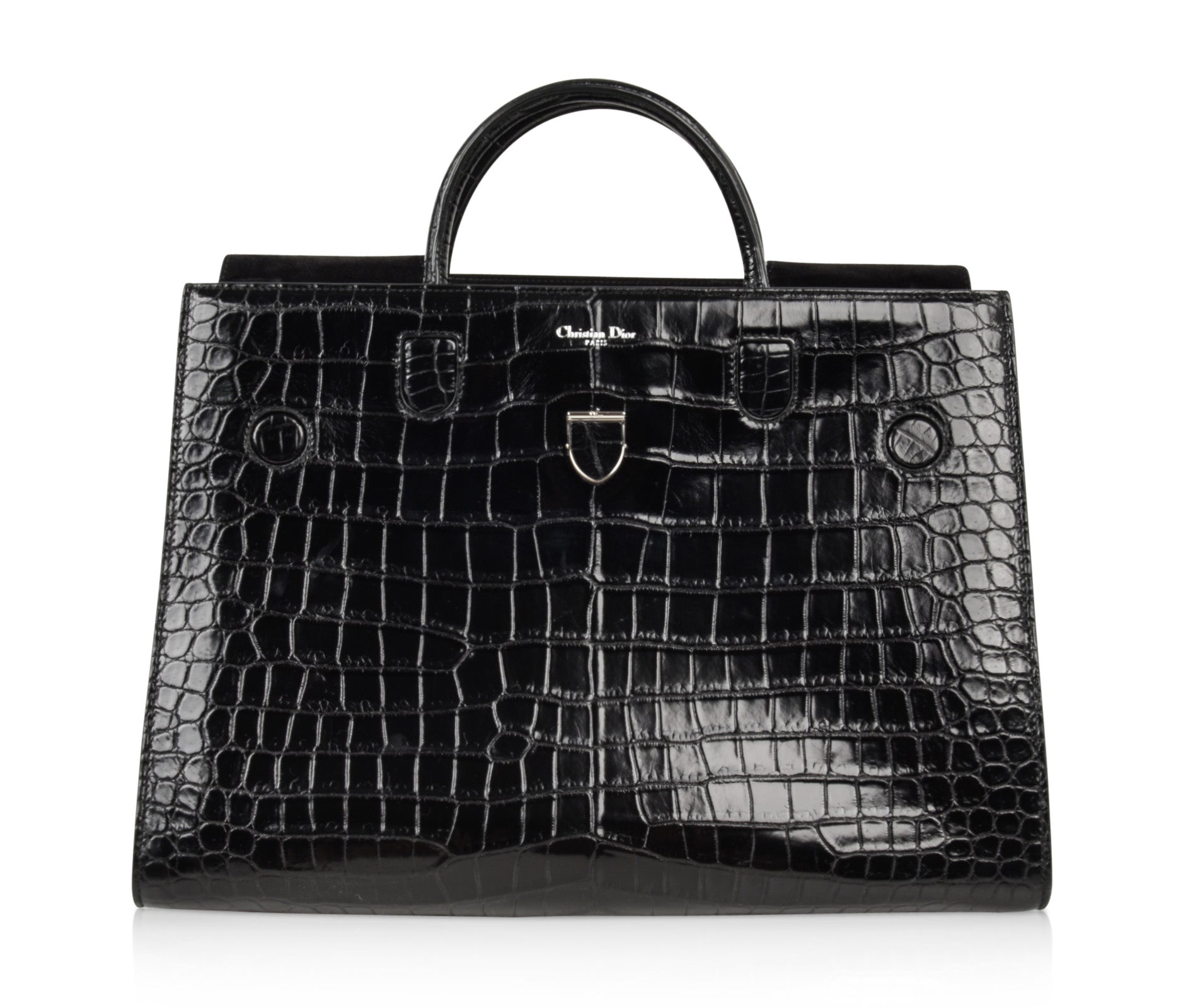 Christian Dior Bag Diorever Matte Black Crocodile Tote Shoulder Strap Mint At 1stdibs