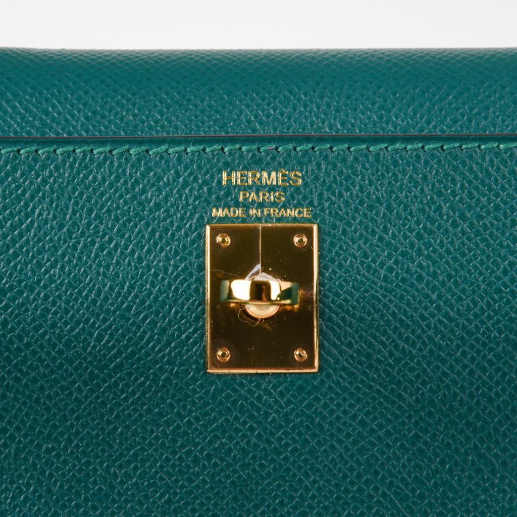 Hermes Kelly 25 Bag Sellier Malachite Gold Hardware Epsom 4
