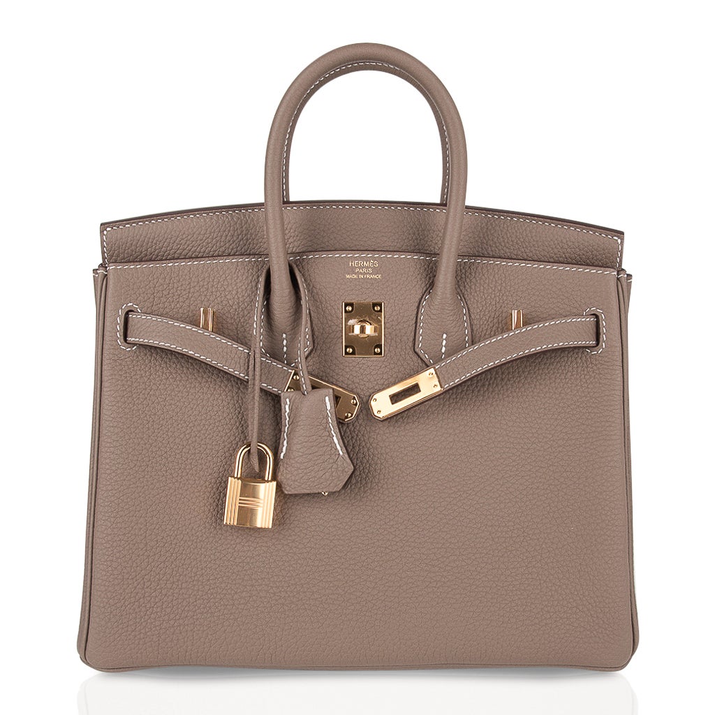 Hermes Birkin 25 Bag Etoupe Togo Gold Hardware Neutral Perfection
