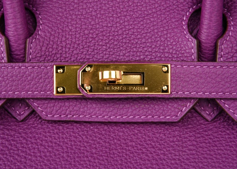 Hermès Birkin 30 Special Order Anemone Purple Rose Pourpre Pink Brushed  Gold NEW