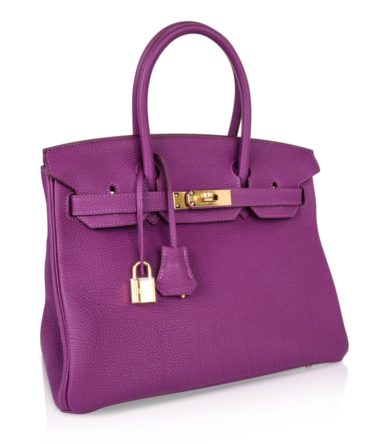 Hermes Birkin 30 Anemone Purple Togo Gold Hardware Exotic Beauty In Excellent Condition In Miami, FL