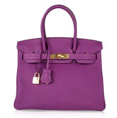 Hermes Birkin 30 Anemone Lila Togo Gold Hardware Exotische Schönheit