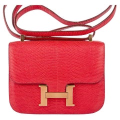 Hermes Micro Constance Bag Rouge Lizard Gold Hardware Limited Edition Very Rare
