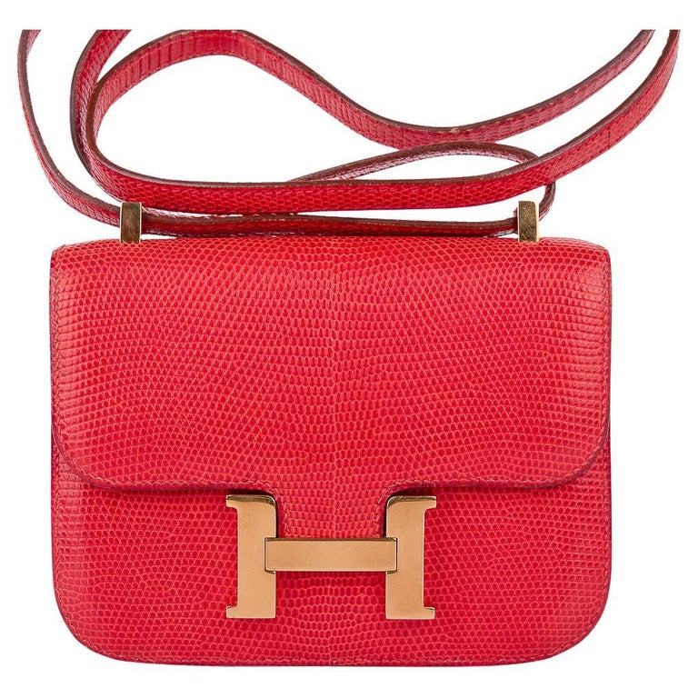 Hermes Micro Constance Bag Rouge Lizard Gold Hardware Limited Edition ...