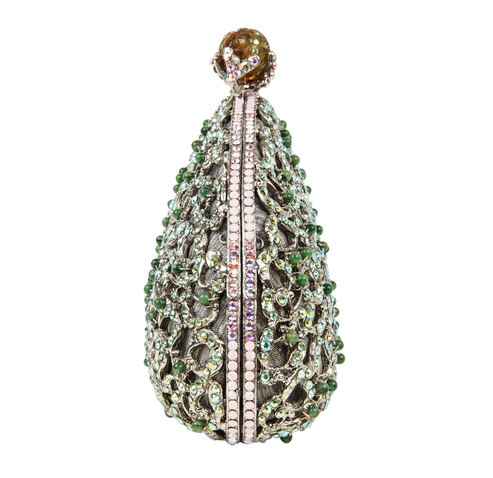 Women's Edidi Bag Exquisite Swarovksi Diamante Jade Accented Evening Purse  NWT