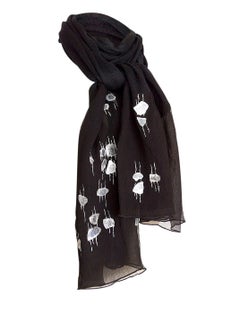 Henry Beguelin Scarf Long Shaved Mother of Pearl Silver Metallic Thread Accent