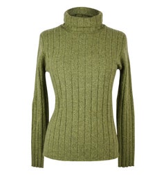 Chanel 97A Sweater Top Turtleneck Cashmere Divine Heathered Green 42 / 8