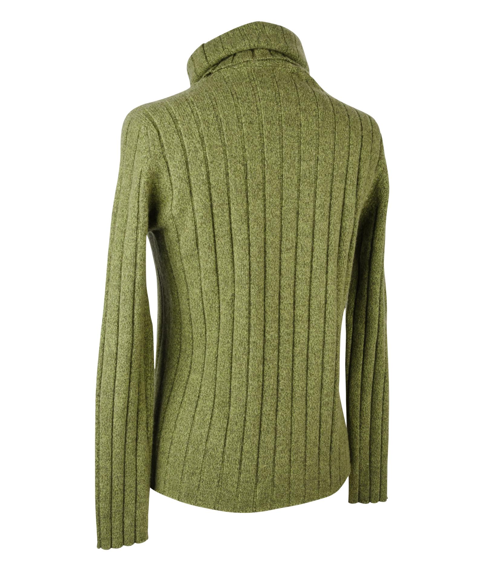Gray Chanel 97A Sweater Top Turtleneck Cashmere Divine Heathered Green 42 / 8