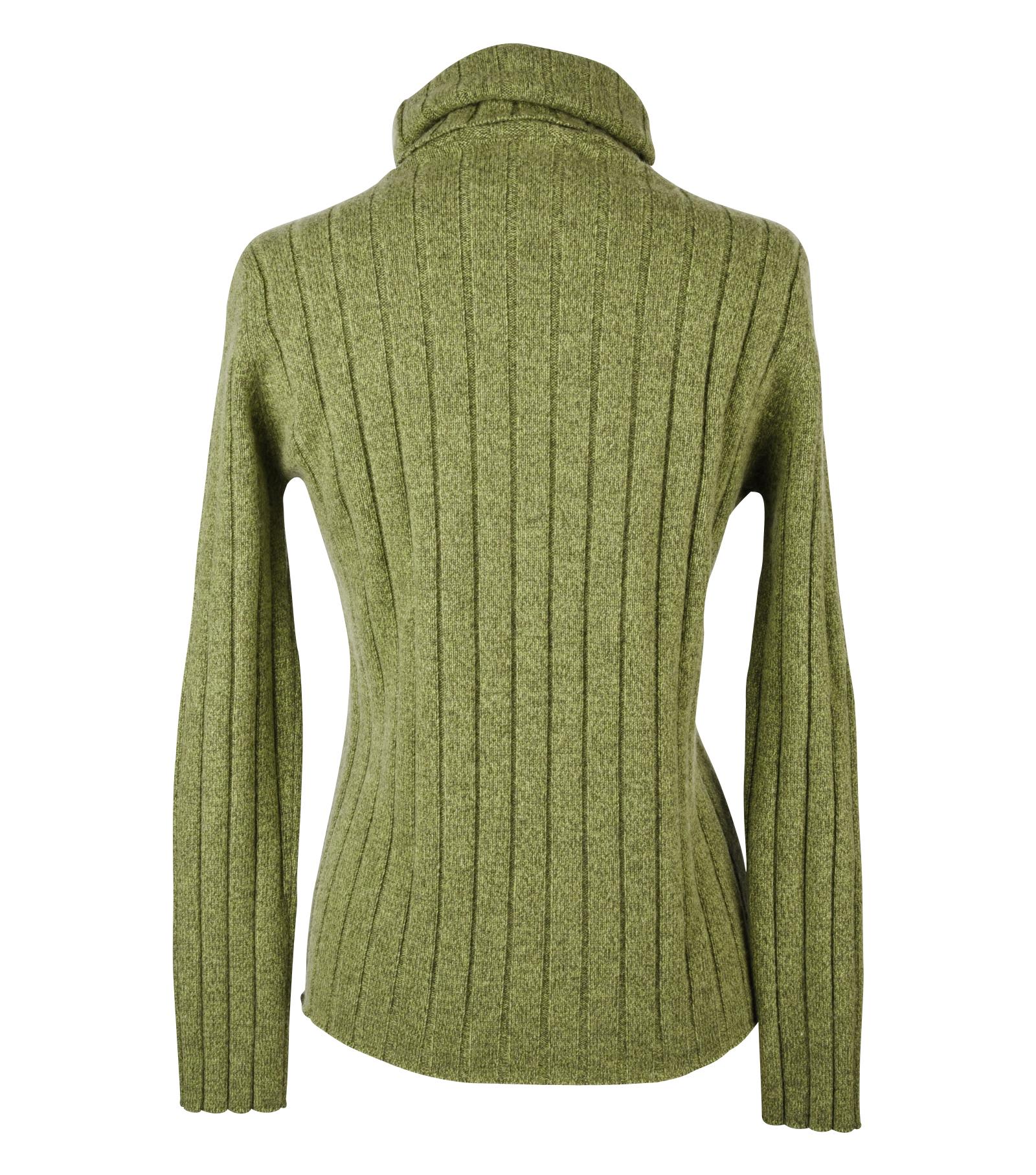 Chanel 97A Sweater Top Turtleneck Cashmere Divine Heathered Green 42 / 8 In Excellent Condition In Miami, FL
