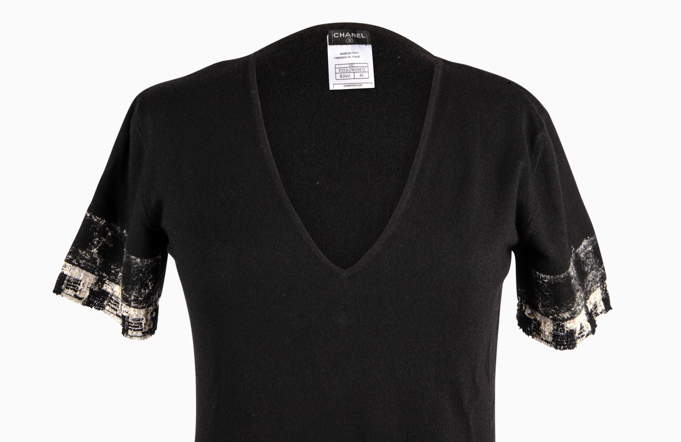 Haut Chanel 05C en cachemire avec bordure en tweed fantaisie couleur menthe, 42/8 en vente 4