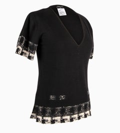 Chanel 05C Cashmere Top Fantasy Tweed Trim 42 / 8 Mint