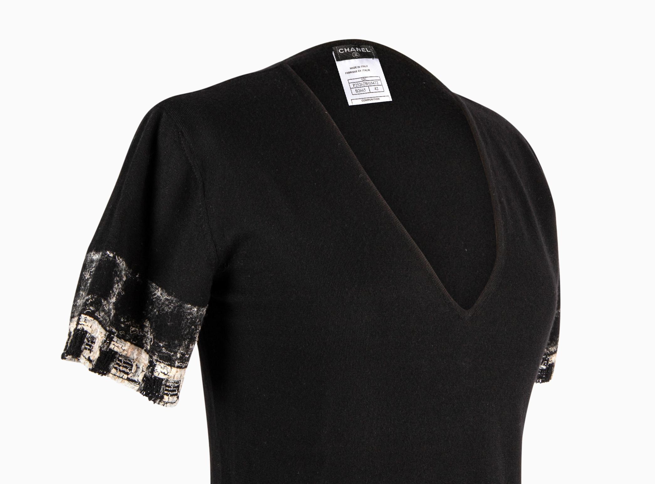 Haut Chanel 05C en cachemire avec bordure en tweed fantaisie couleur menthe, 42/8 en vente 2