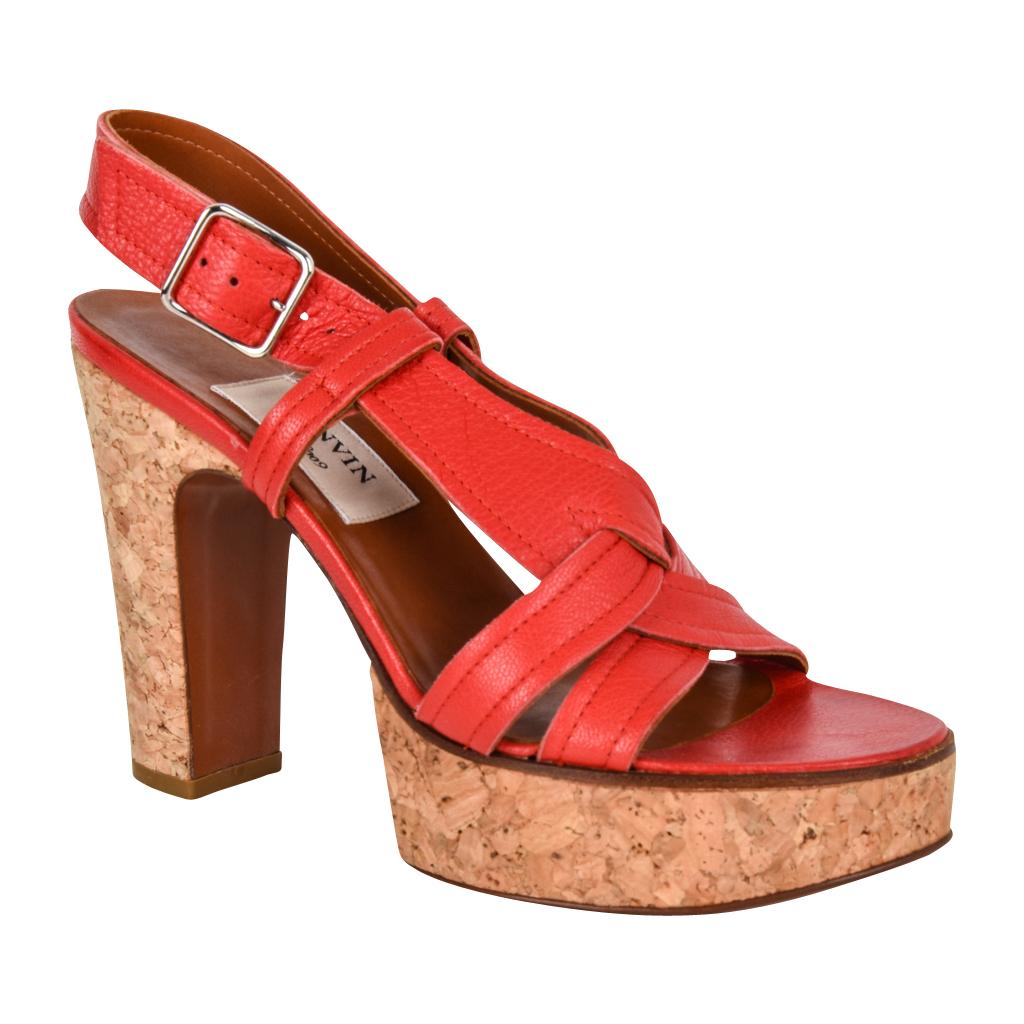 red cork heels