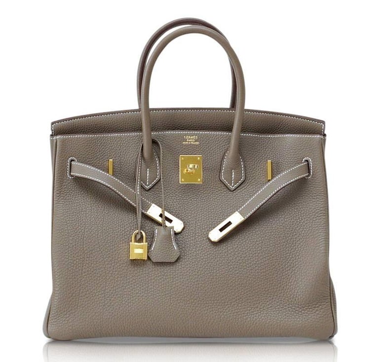 Hermes Birkin 35 Bag eToupe Coveted w/ Gold Hardware Togo Leather For ...