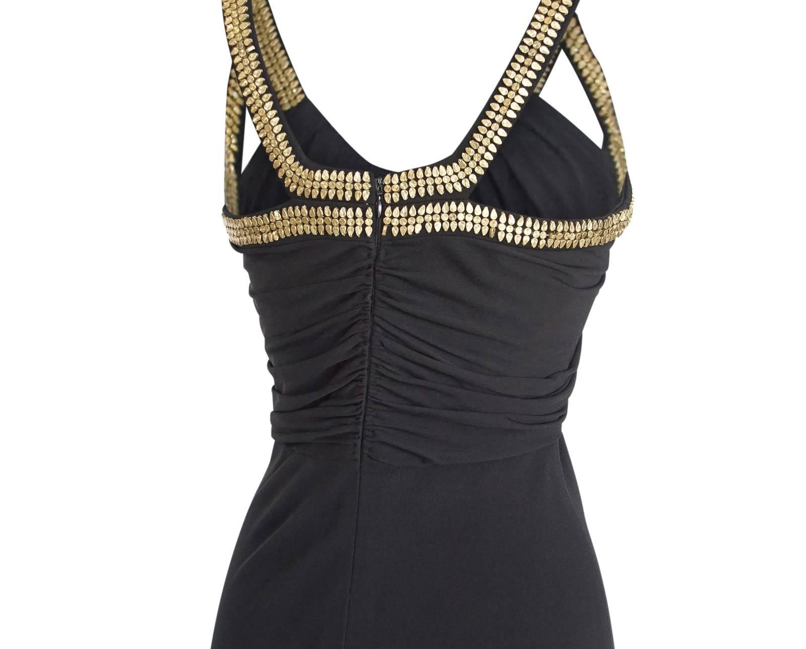 Versace Dress Gold Hardware Black pleated and Rouched  40 / 4 5