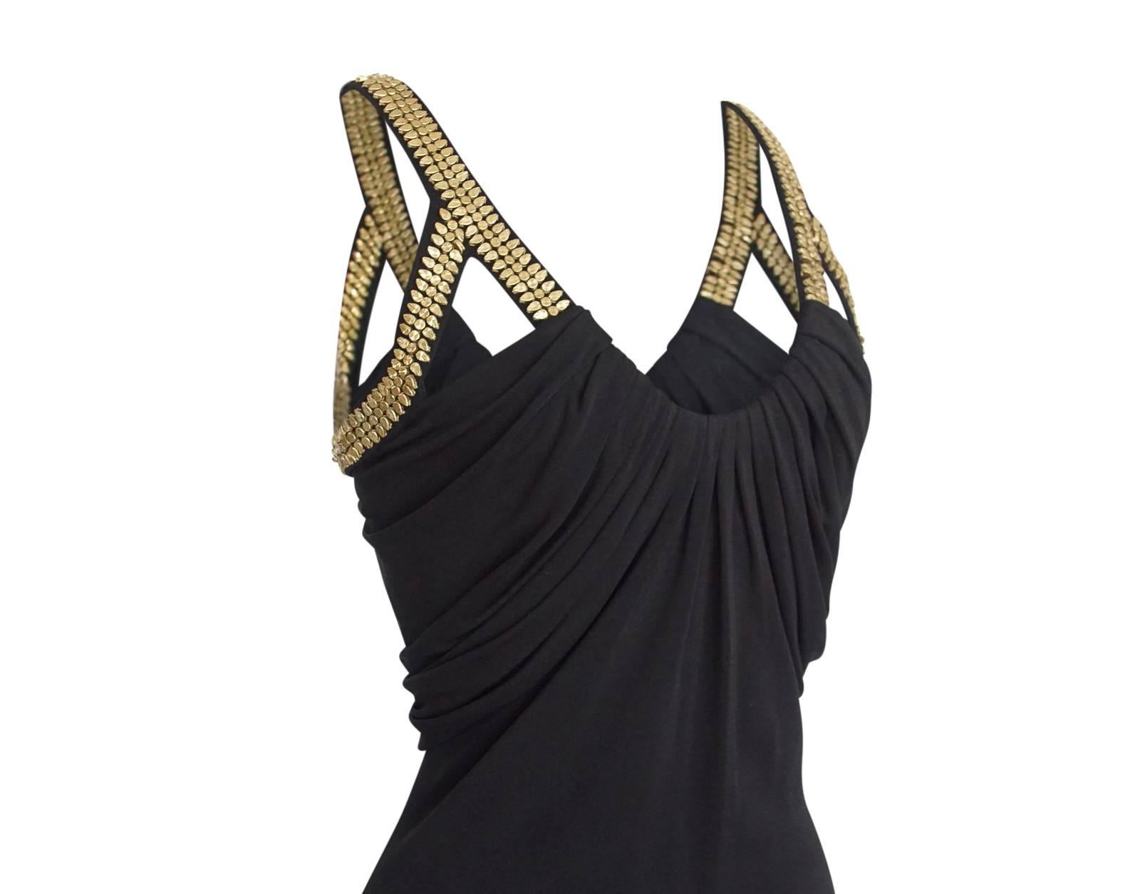 Women's Versace Dress Gold Hardware Black pleated and Rouched  40 / 4
