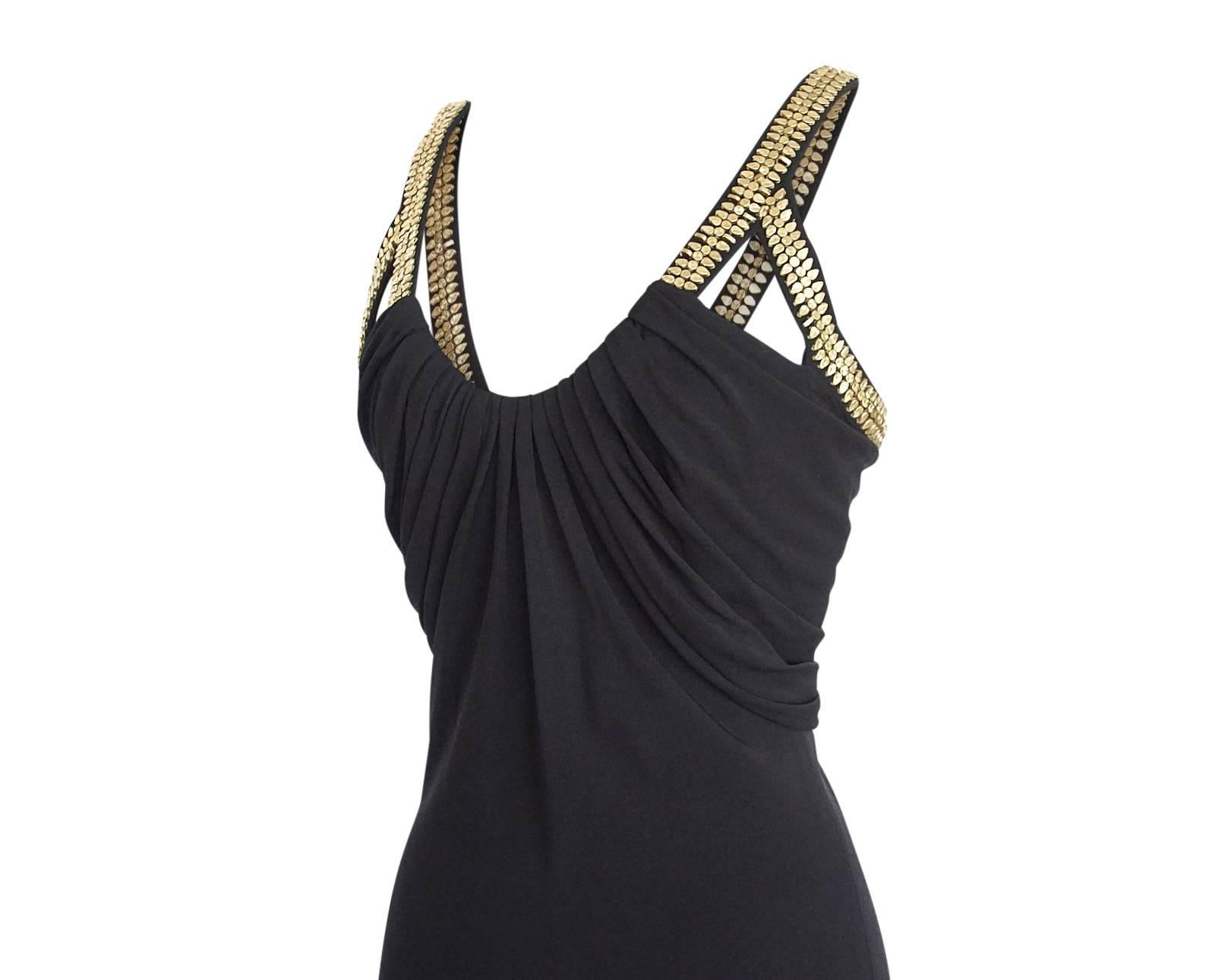Versace Dress Gold Hardware Black pleated and Rouched  40 / 4 3