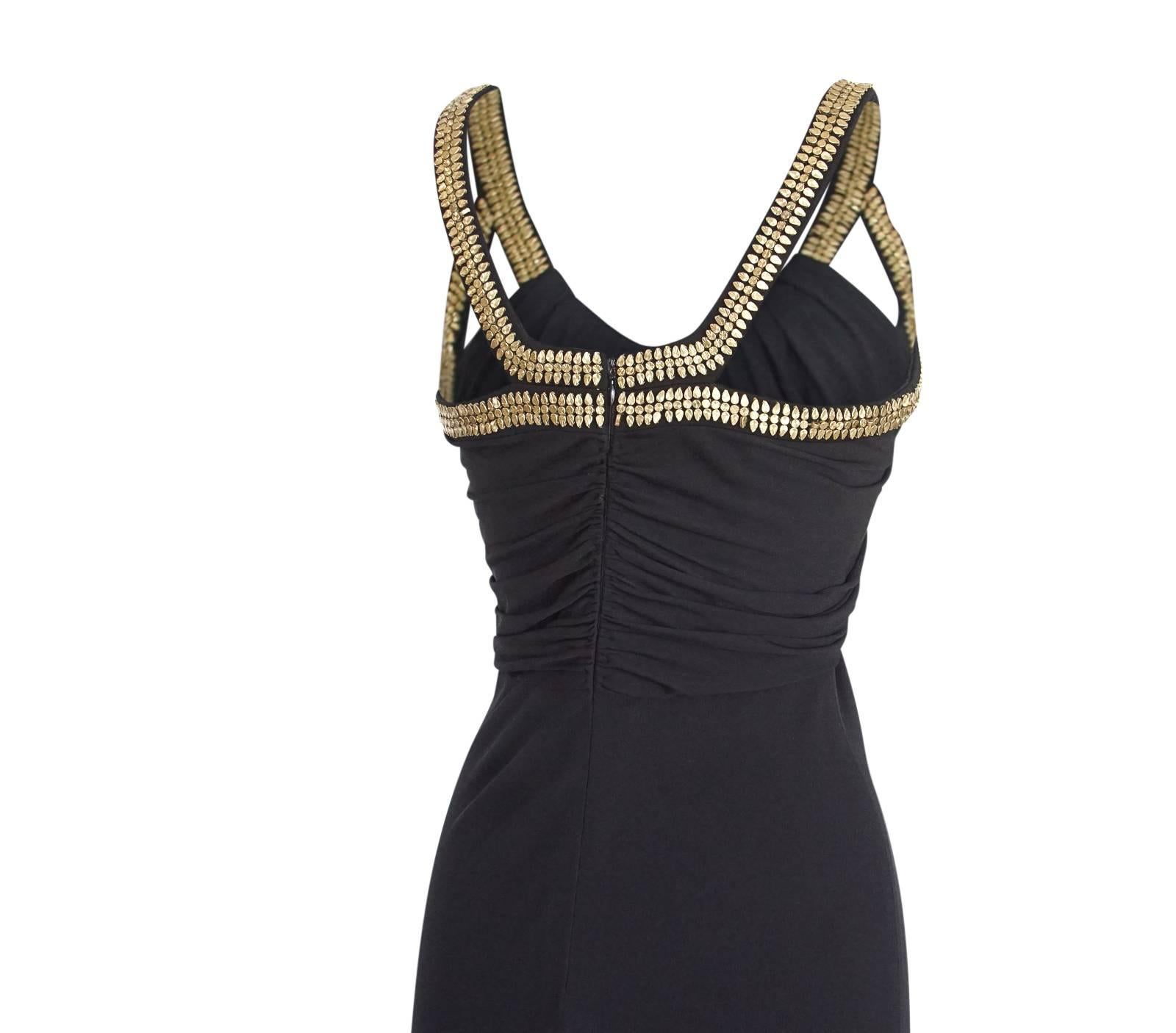 Versace Dress Gold Hardware Black pleated and Rouched  40 / 4 7