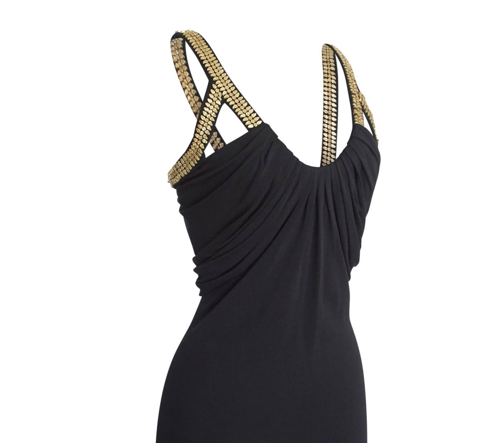 Versace Dress Gold Hardware Black pleated and Rouched  40 / 4 2