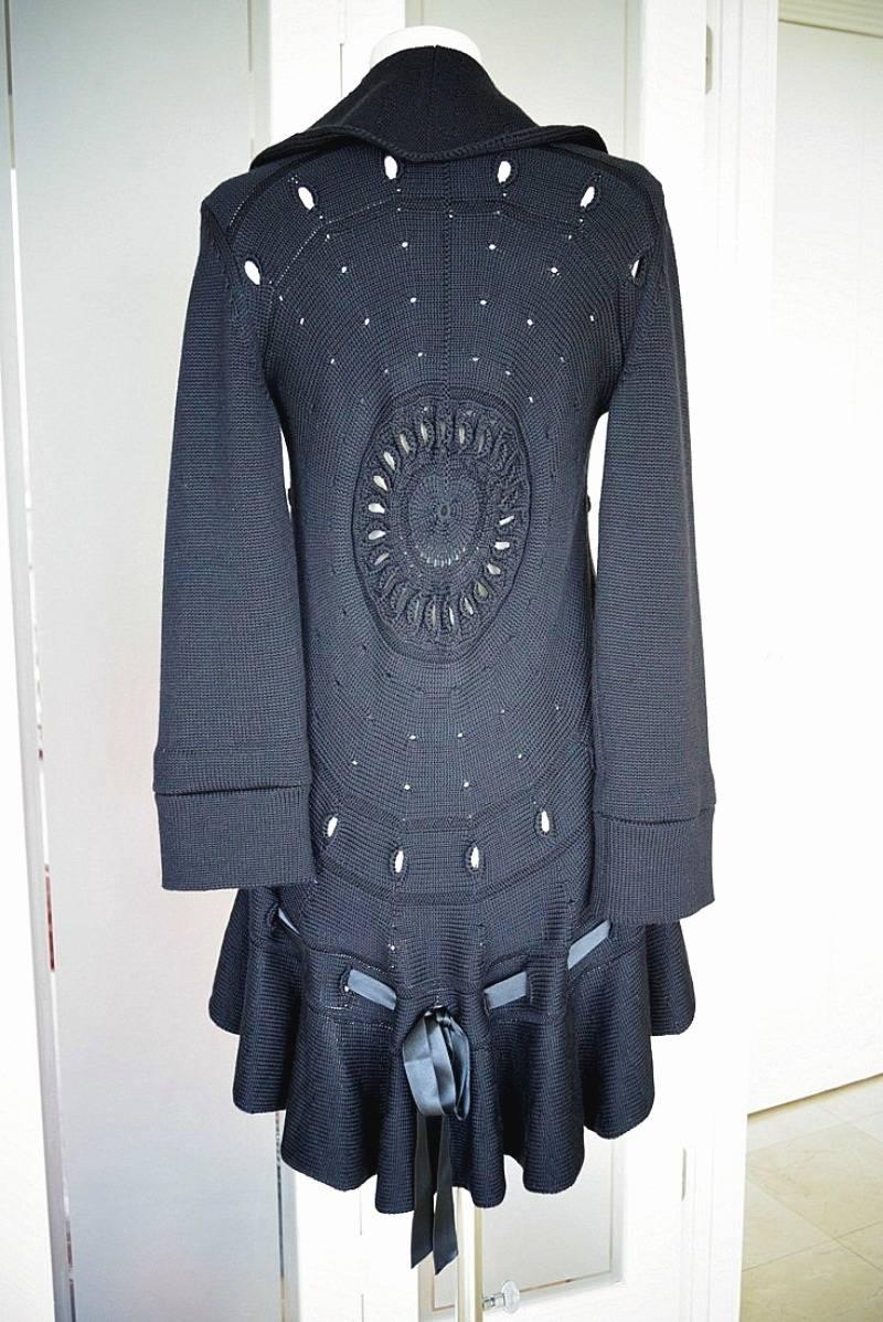 Black VALENTINO Sweater Long Cardigan Dramatic XL Nwt