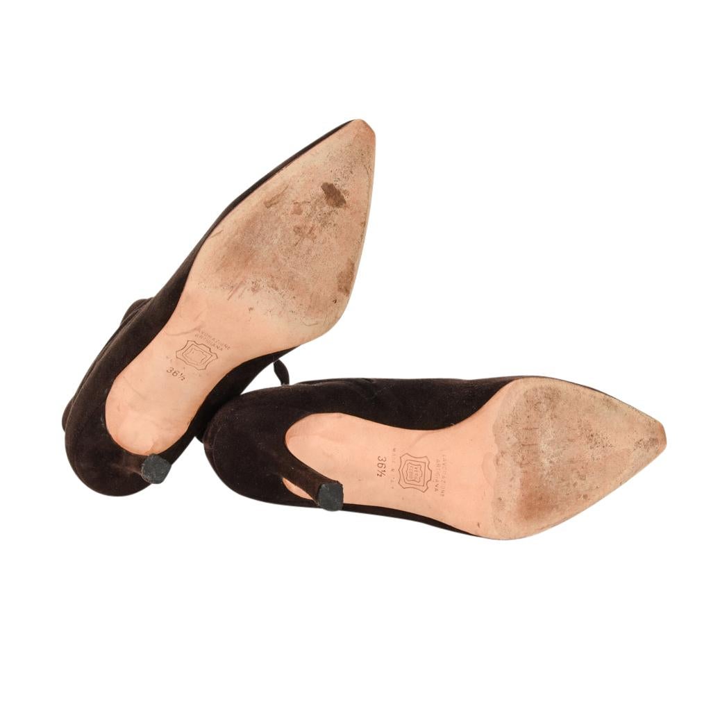 Manolo Blahnik Bottines en daim souple couleur chocolat en fourrure, Taille 36,5  / 6.5 Pour femmes en vente