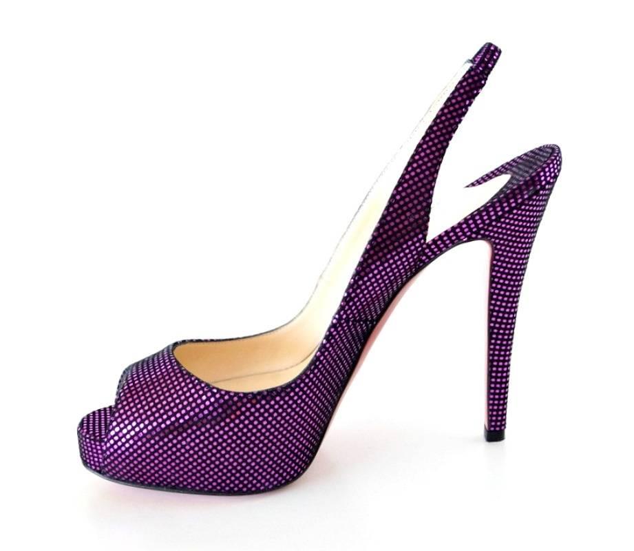 Purple CHRISTIAN LOUBOUTIN Platform Shoe Hot Metallic Fuschia Black 7.5 / 37.5