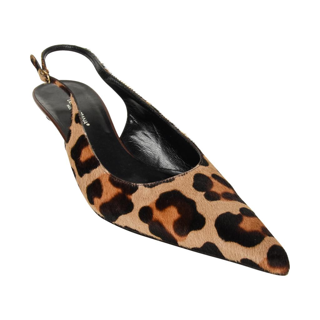 Dolce&Gabbana Shoe Pony Leopard Signature Slingback 40.5 fits 9.5 new 1