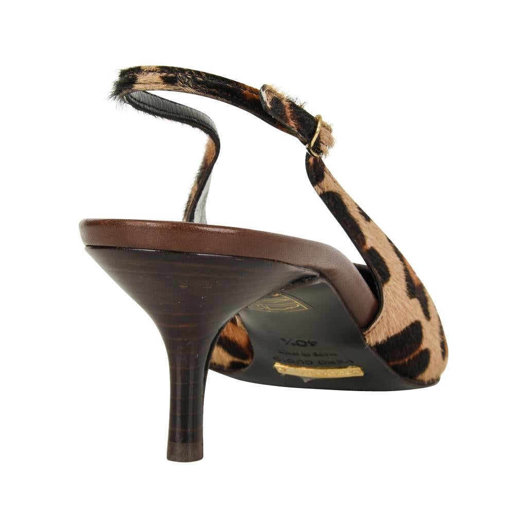 Dolce&Gabbana Shoe Pony Leopard Signature Slingback 40.5 fits 9.5 new In New Condition In Miami, FL