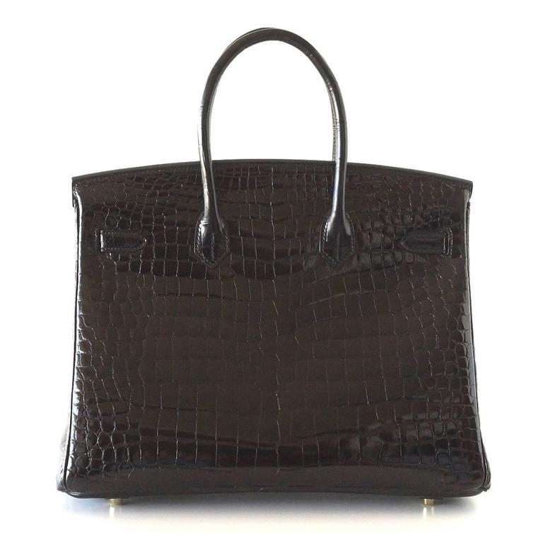 Hermes Birkin 35 Black Porosus Crocodile Gold Hardware Bag For Sale at ...