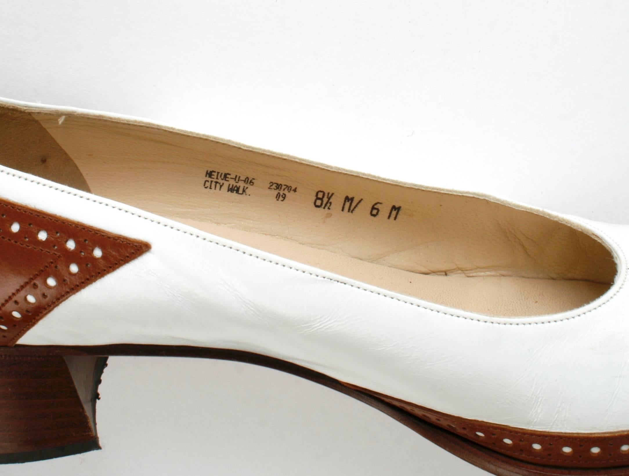 Brown Bally Cognac and White City Walk Spectator Pumps
