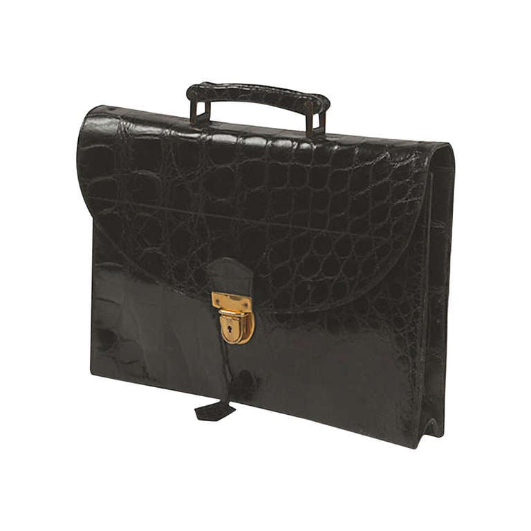 Loewe Black Alligator Briefcase For Sale at 1stdibs