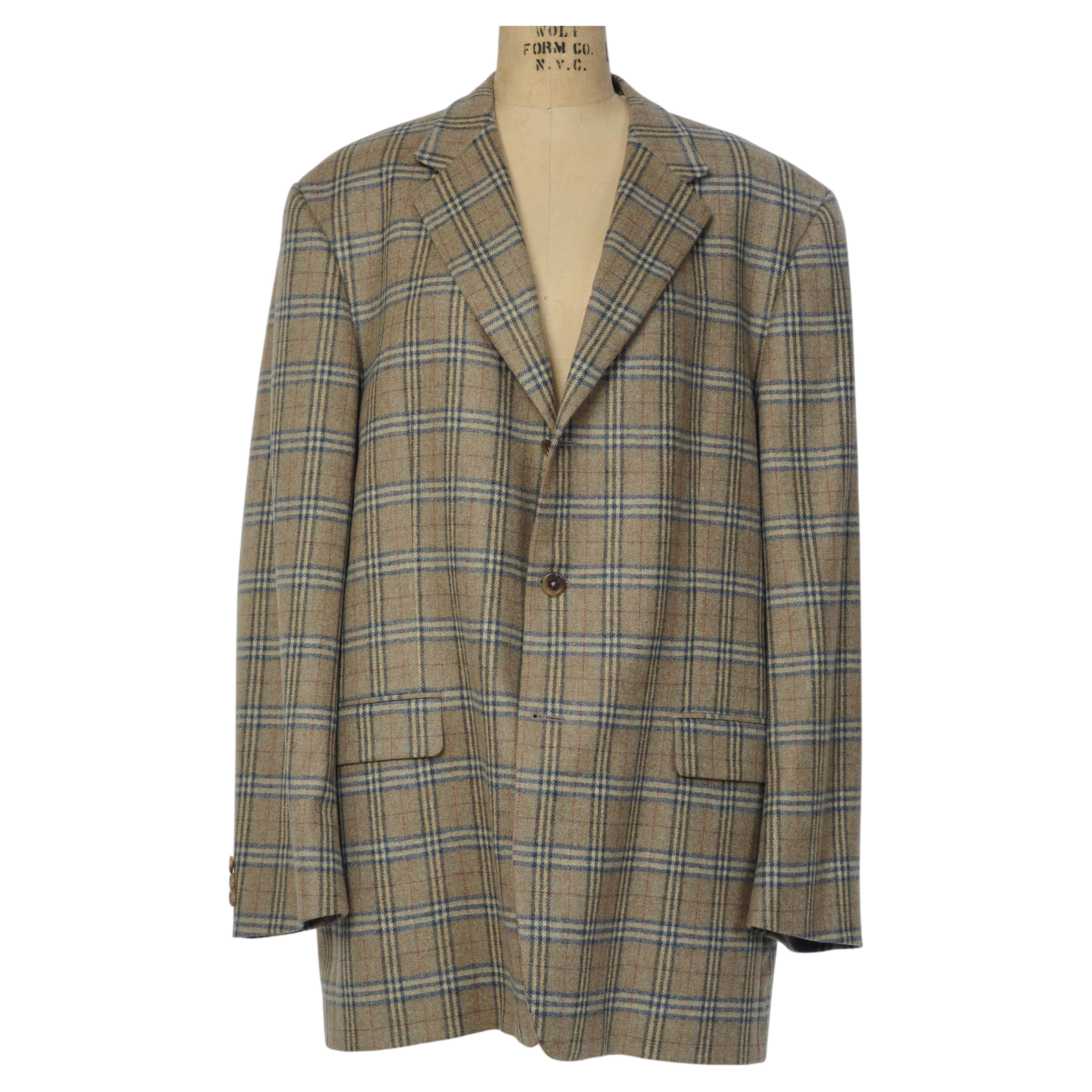 Pre-owned Burberry An Iconic And Classic  Relaxed 3-button Sport Coat Windowpane Blazer In Gray