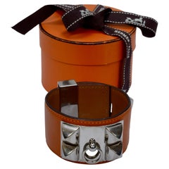 Hermes Collier de Chien Bracelet in Barenia Calfskin with an Adjustable Closure