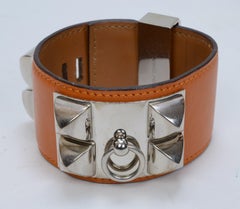 Hermes Collier de Chien Bracelet in Barenia Calfskin with an Adjustable Closure