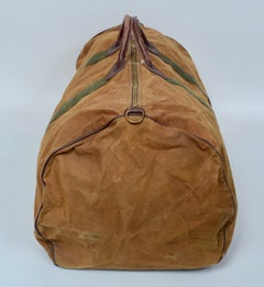 Vintage Canvas Duffle Bag: LL Bean Brown 1980s with Leather Bottom