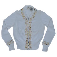 Milly of New York Real Sea Shell, Faux Pearl & Sequin Embellished Cardigan