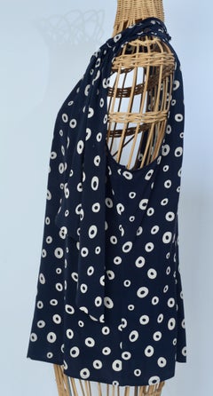 Escada Sleeveless Silk Pussy Bow Tie Neck Polka Dot Blouse