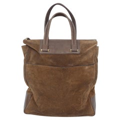 Bally Suede Tote with 2 Zippered Pockets and Zipper Closure, 2 Top Handles